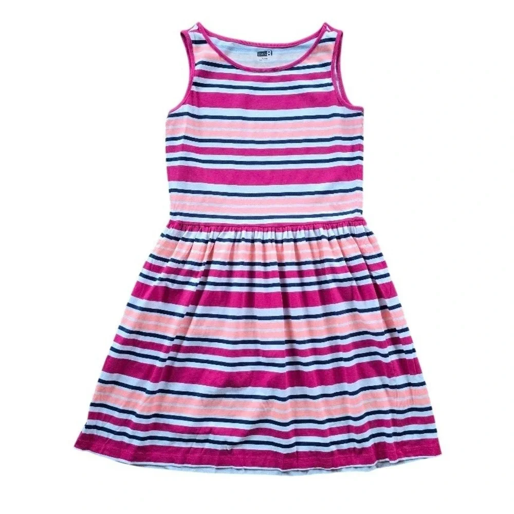 Crazy 8 Striped Sleeveless Dress Kids XL 14 Pink Orange‎ Multi Summer Preppy